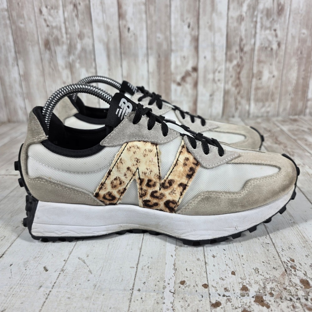 New Balance 327 Womens 8.5 Sneakers Cream Grey Leopard Print WS327SD